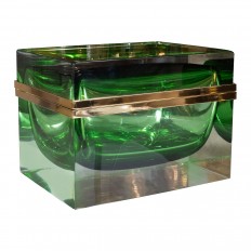 Monumental rectangular covered Murano glass box